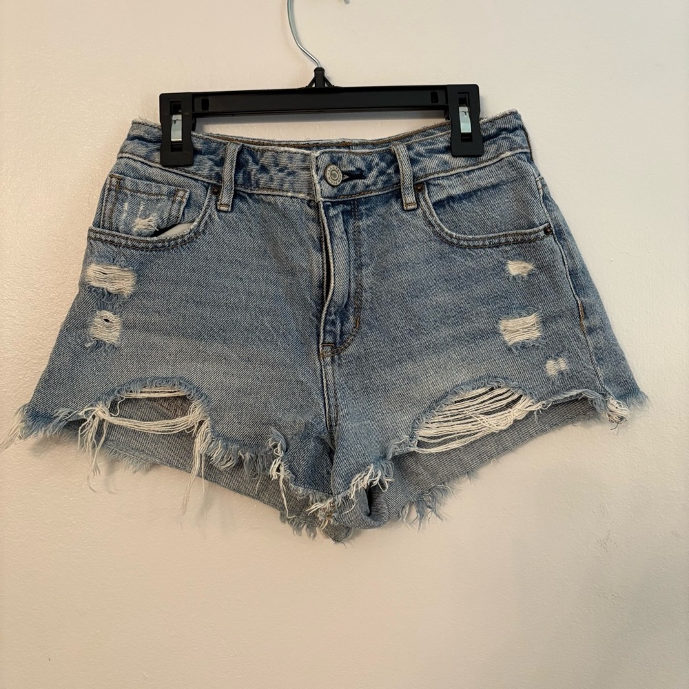 PacSun Light Blue Denim Distressed Jean Shorts